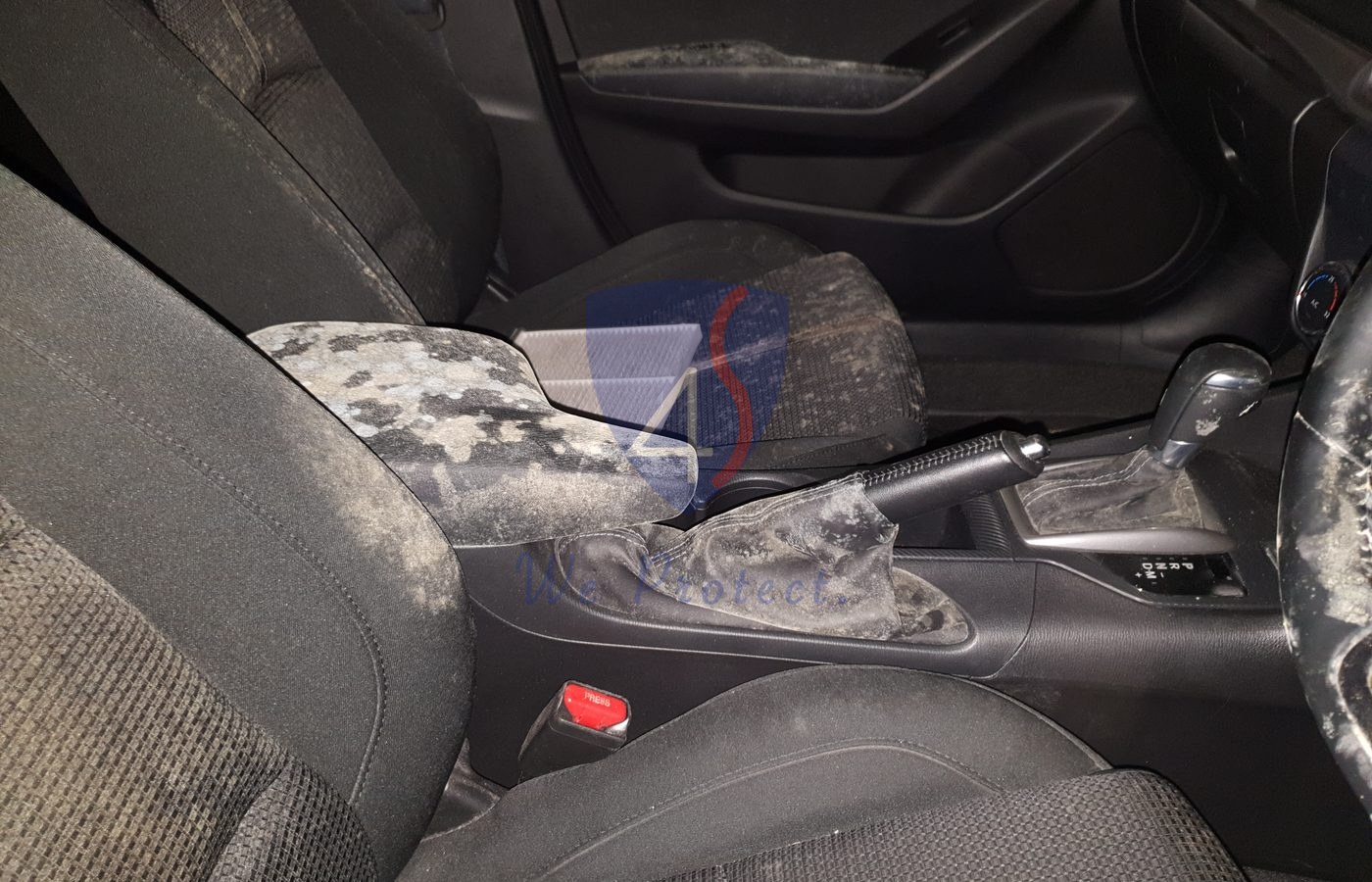 Car mould on seats and interior surfaces before treatment