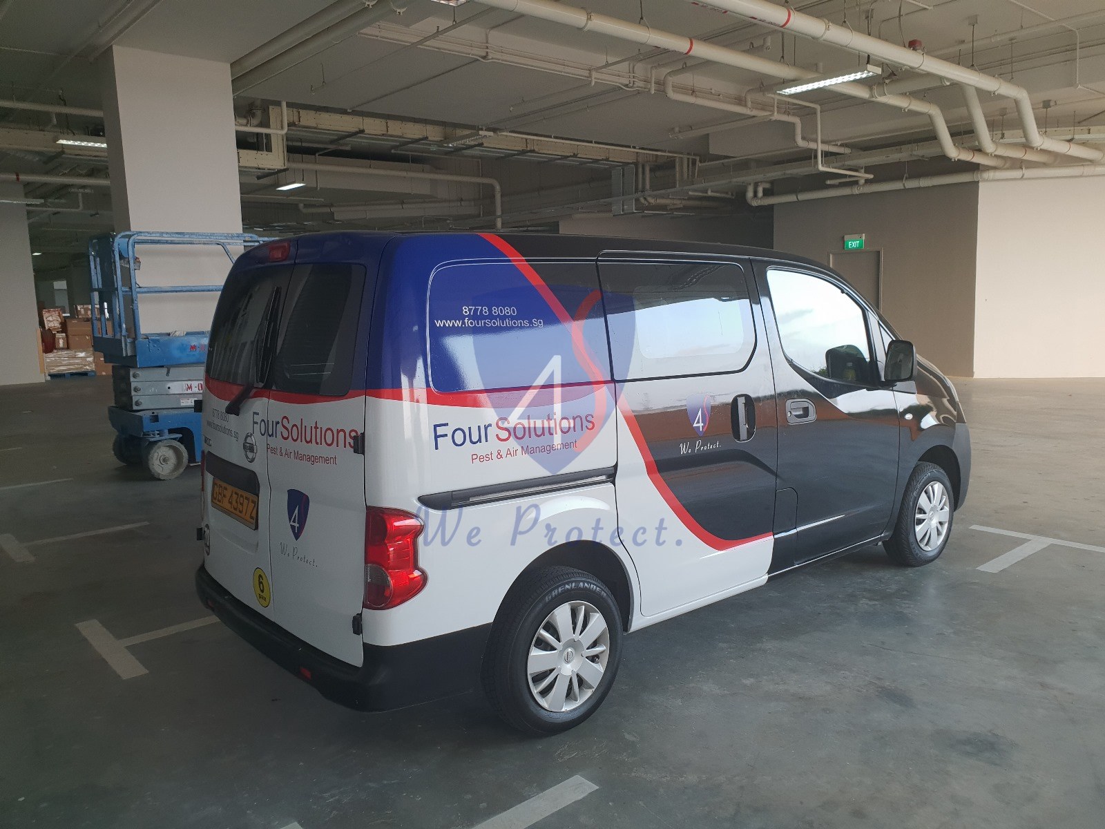 Four Solutions service vehicle serving properties across Singapore